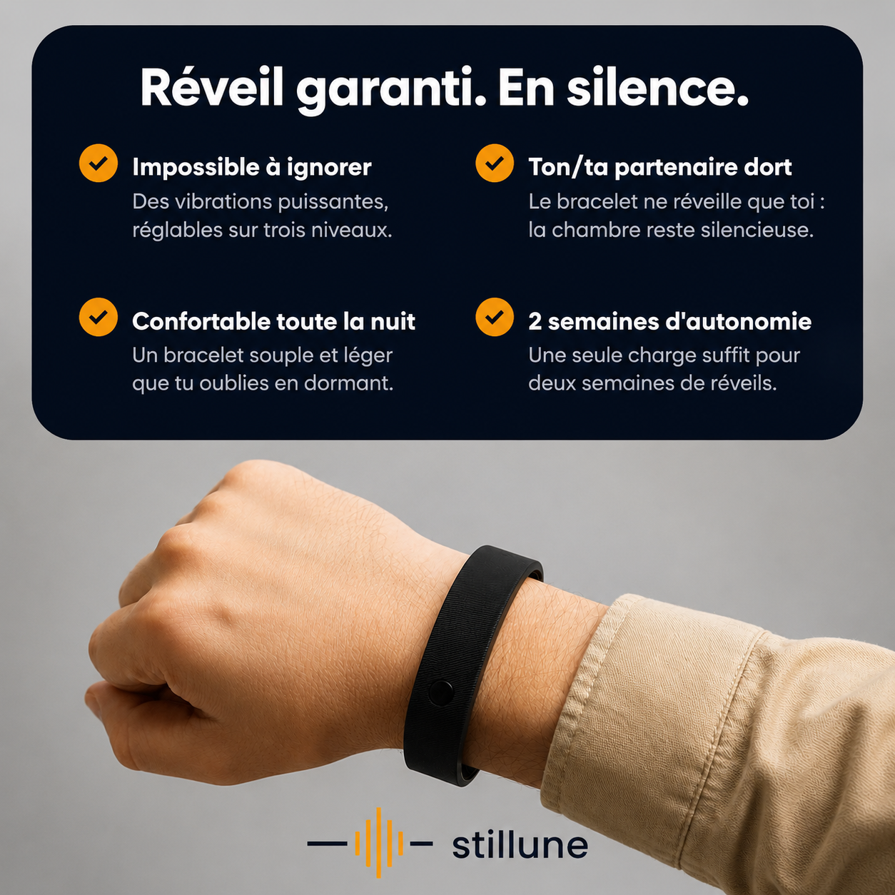 Stillune™ | Bracelet Réveil Silencieux